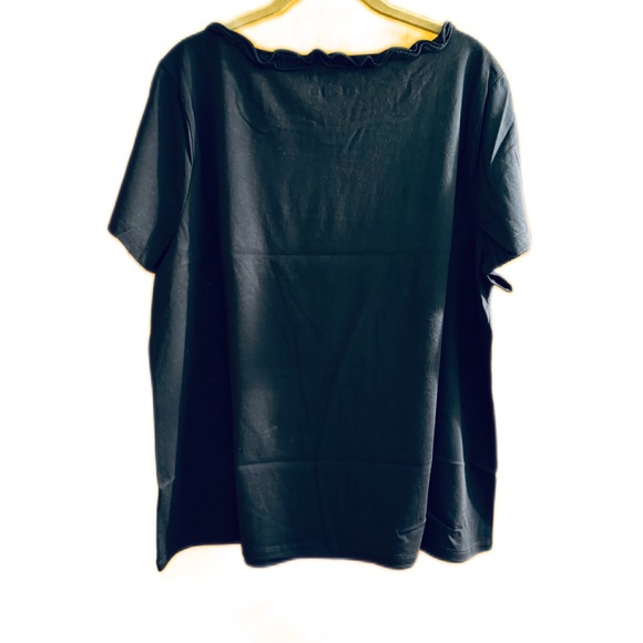 Talbots Ruffle Scoop Neck Tee Top - Picture 2 of 3